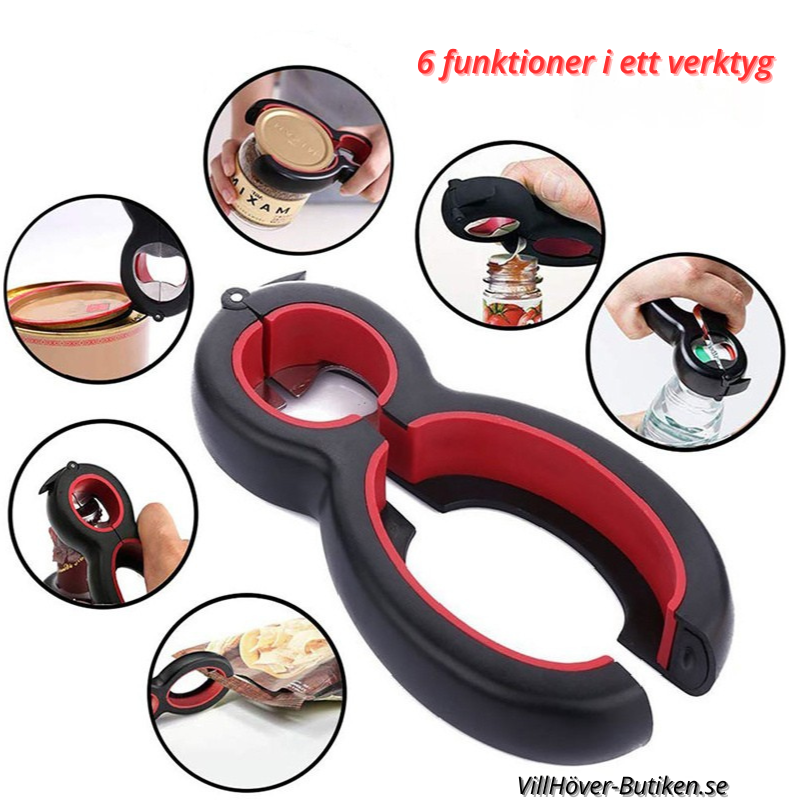 6-i-1 Multifunktionell Öppnare – Öppna Flaskor, Burkar och Lock Utan Ansträngning